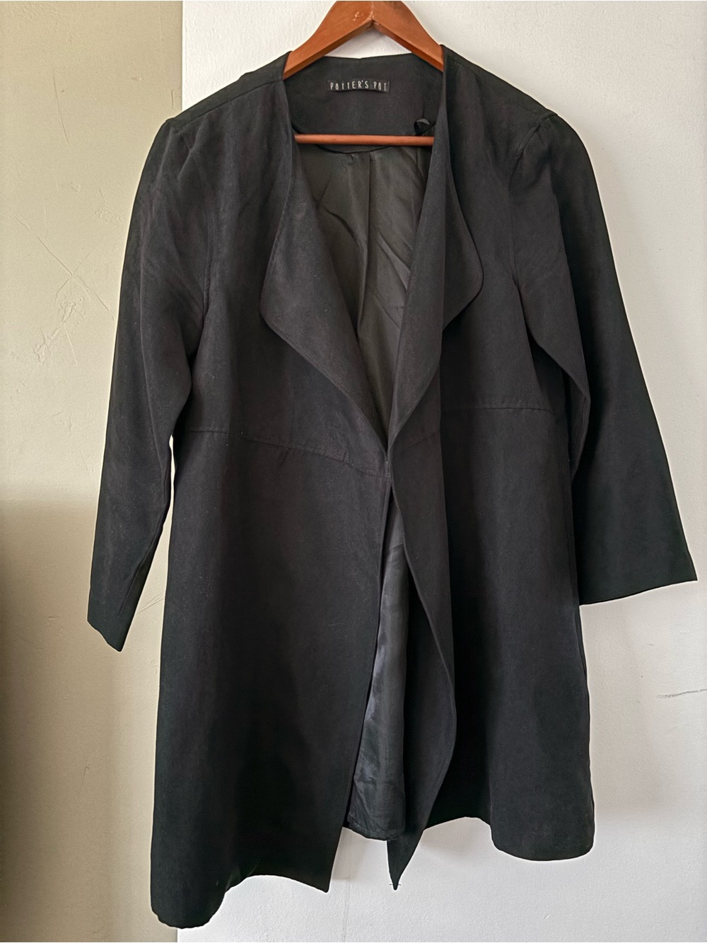 Draped Open-Front Black Blazer